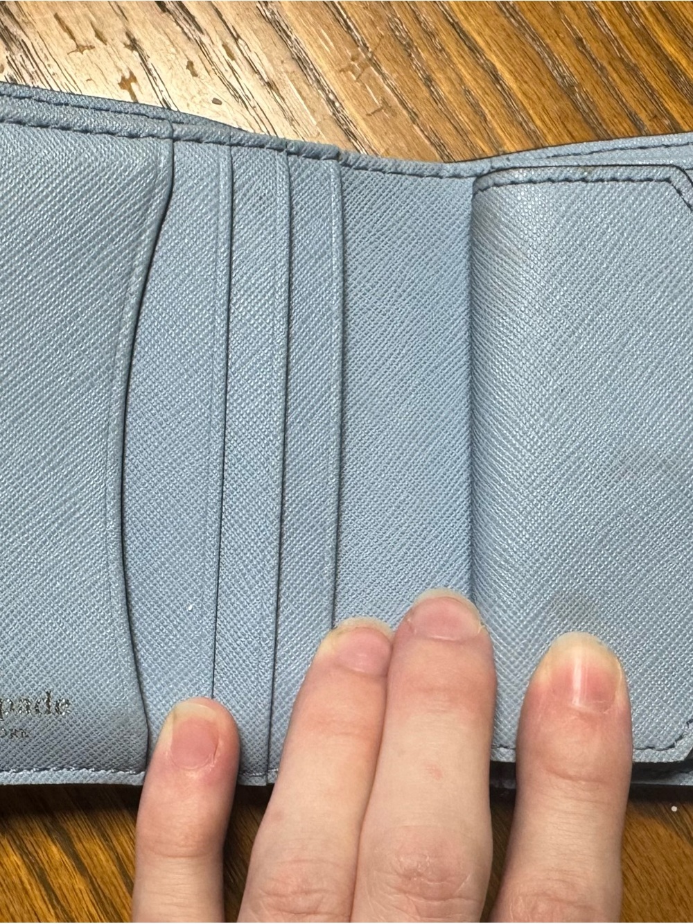 kate spade White Pebbled Leather Wallet with Red & Blue Trim - Picture 3 of 5